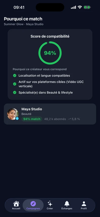 Écran AVYOR : compatibilité avec une campagne